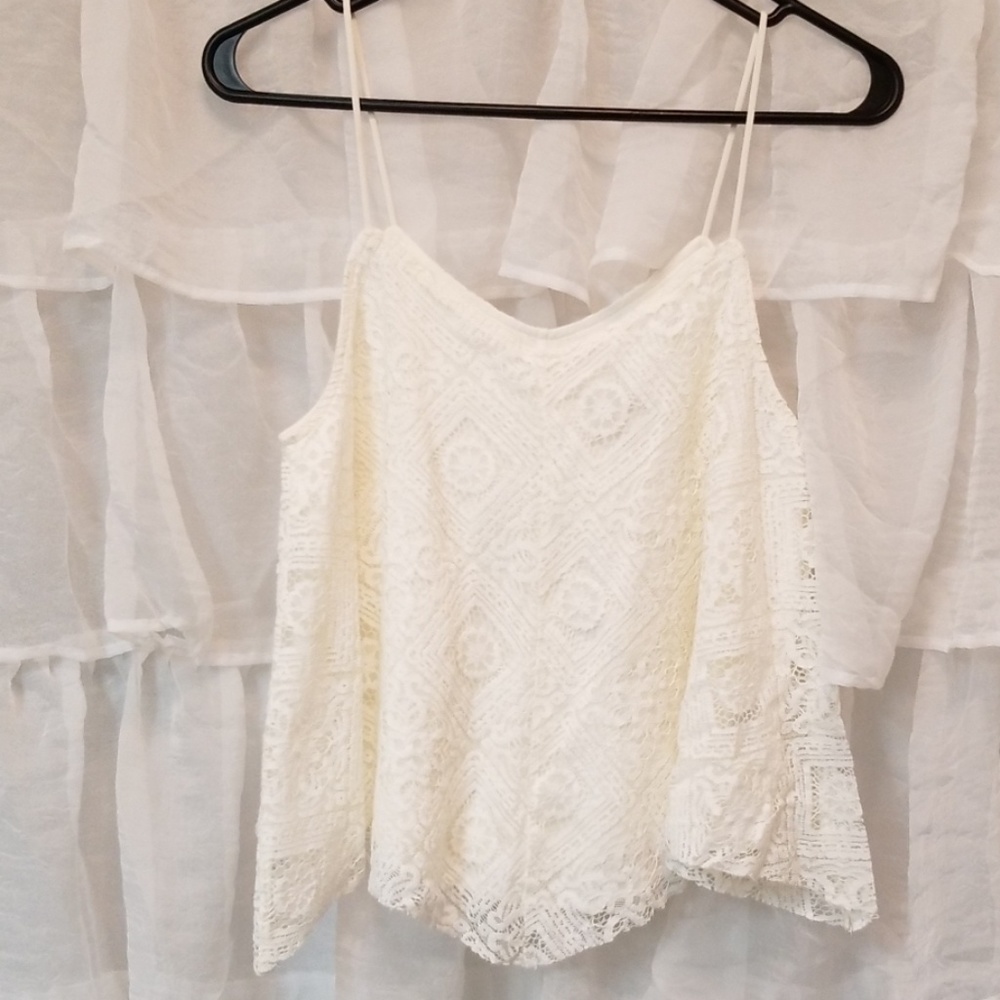 AE White Lace Spaghetti Strap Tank